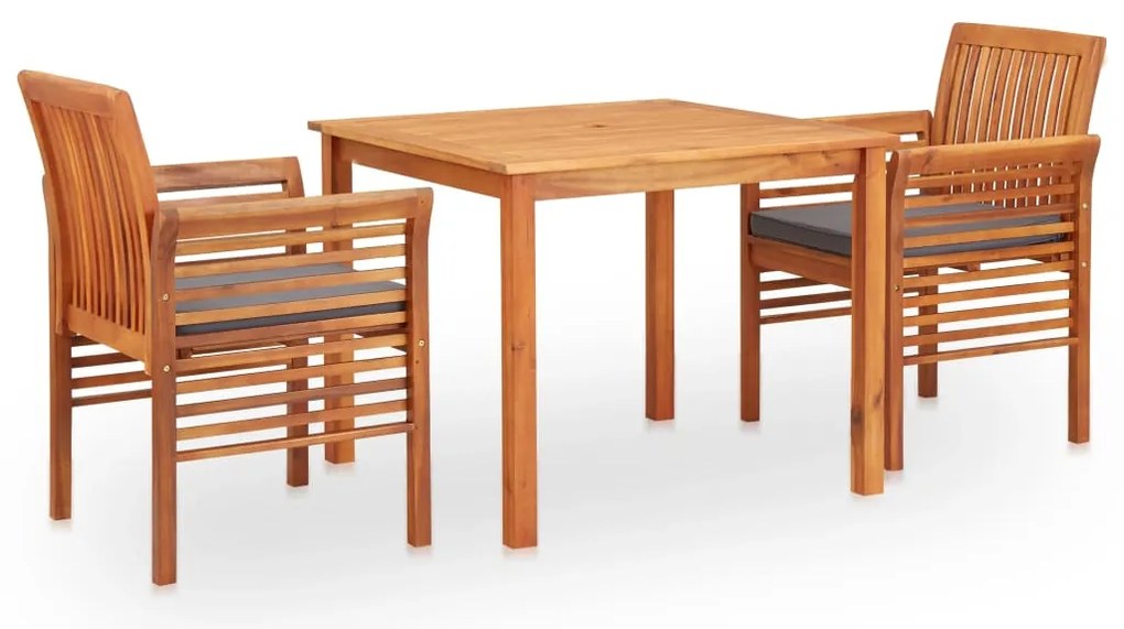 vidaXL Set mobilier de exterior cu perne 3 piese, lemn masiv de acacia