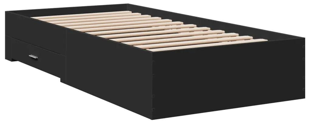 3280427 vidaXL Cadru de pat cu sertare, negru, 90x200 cm, lemn prelucrat