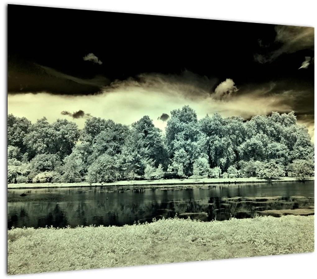 Tablou pe sticlă suprafeței de apă (70x50 cm)