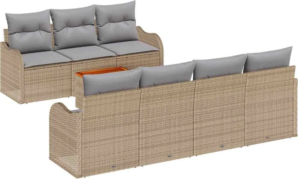 vidaXL Set de canapele pentru grădină cu pernă 8 pcs Bej poliratan