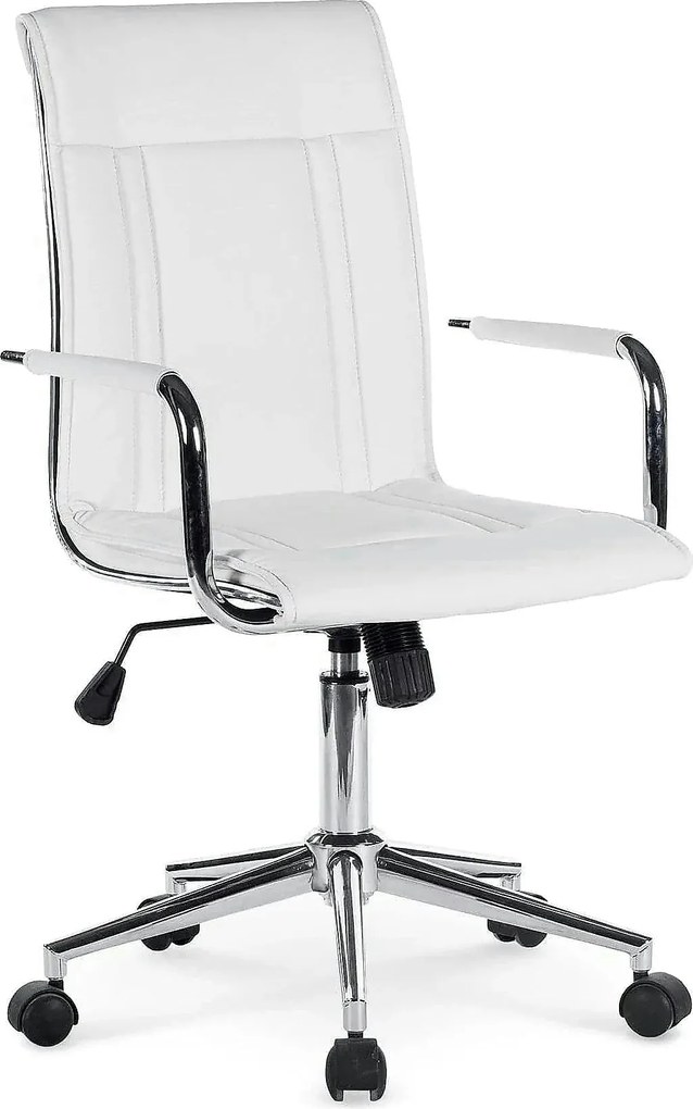 Scaun de birou PORTO 2, alb, piele ecologica, 53x57x97/107 cm