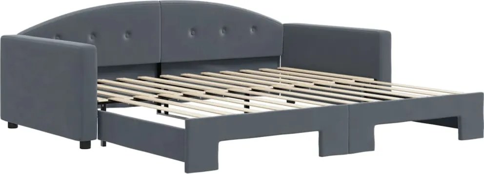 vidaXL Pat de zi cu extensie, gri închis, 100x200 cm, catifea