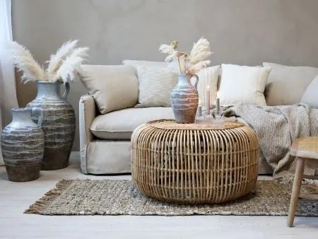 Vază decorativă cu mâner, stil rustic artizanal, culoare naturală teracotă, din ceramică, „Aurelia”