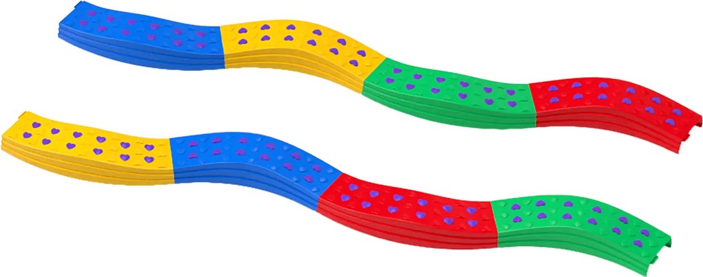 AIYAPLAY Poutre d'équilibre pentru copii 8 pietre de pas ondulées cu suprafață exturată antidrapantă și tapis de fond | Aosom Romania