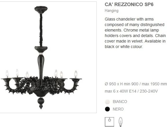 Candelabru negru diametru 95cm CAREZZONICO SP6 nero 007724
