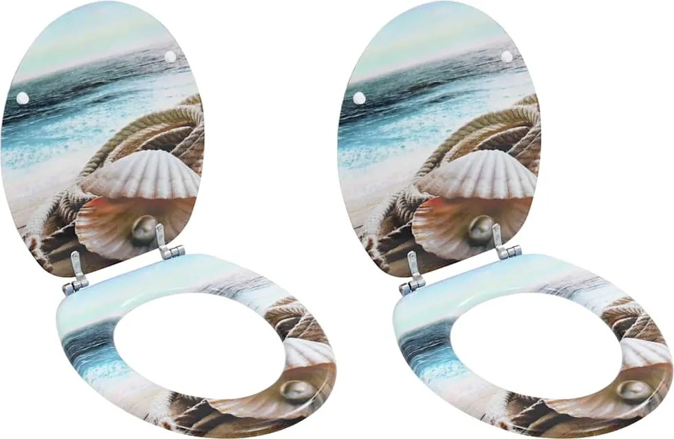 vidaXL Capace WC, 2 buc., MDF, model scoică