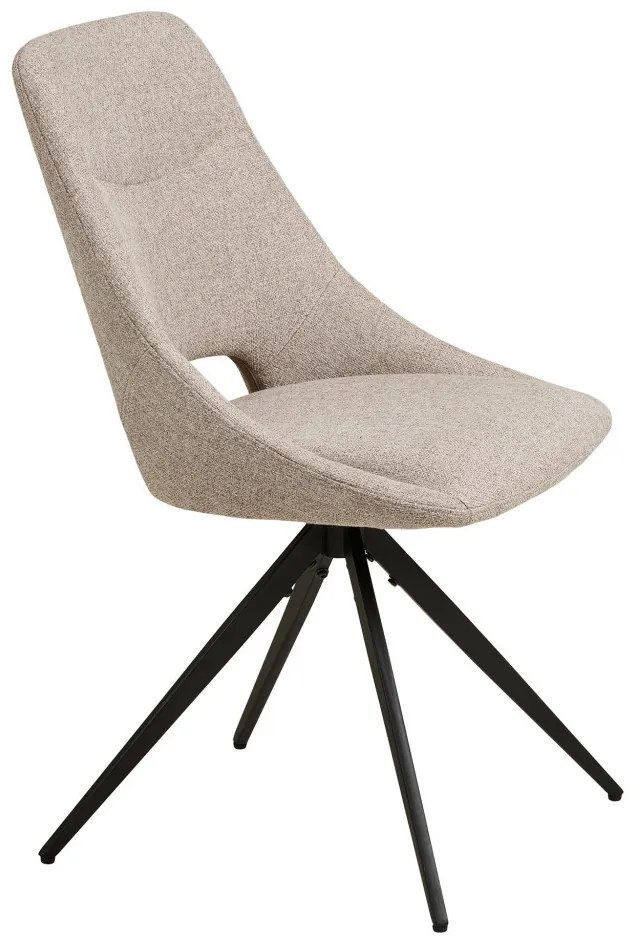 Scaun de dining Dokka cu rotire, culoare nisip, picioare negre