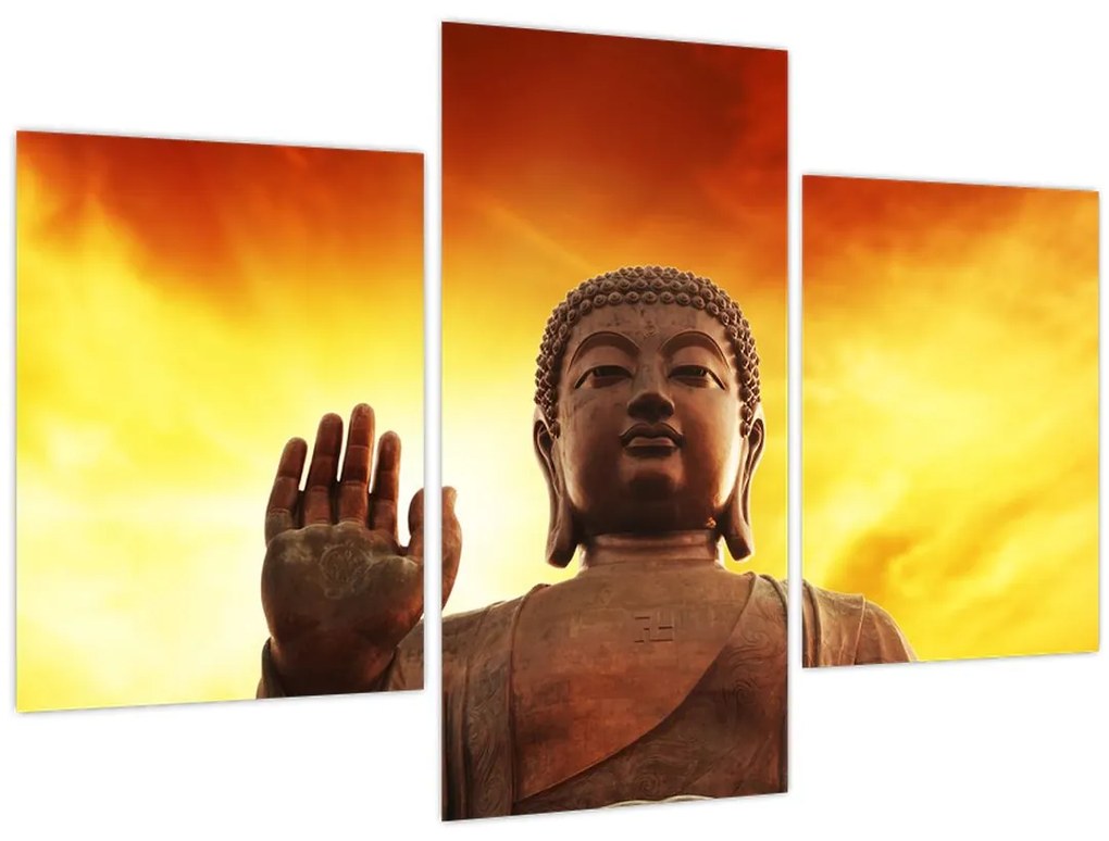 Tablou - Buddha cu fundal roșu și galben (90x60 cm)