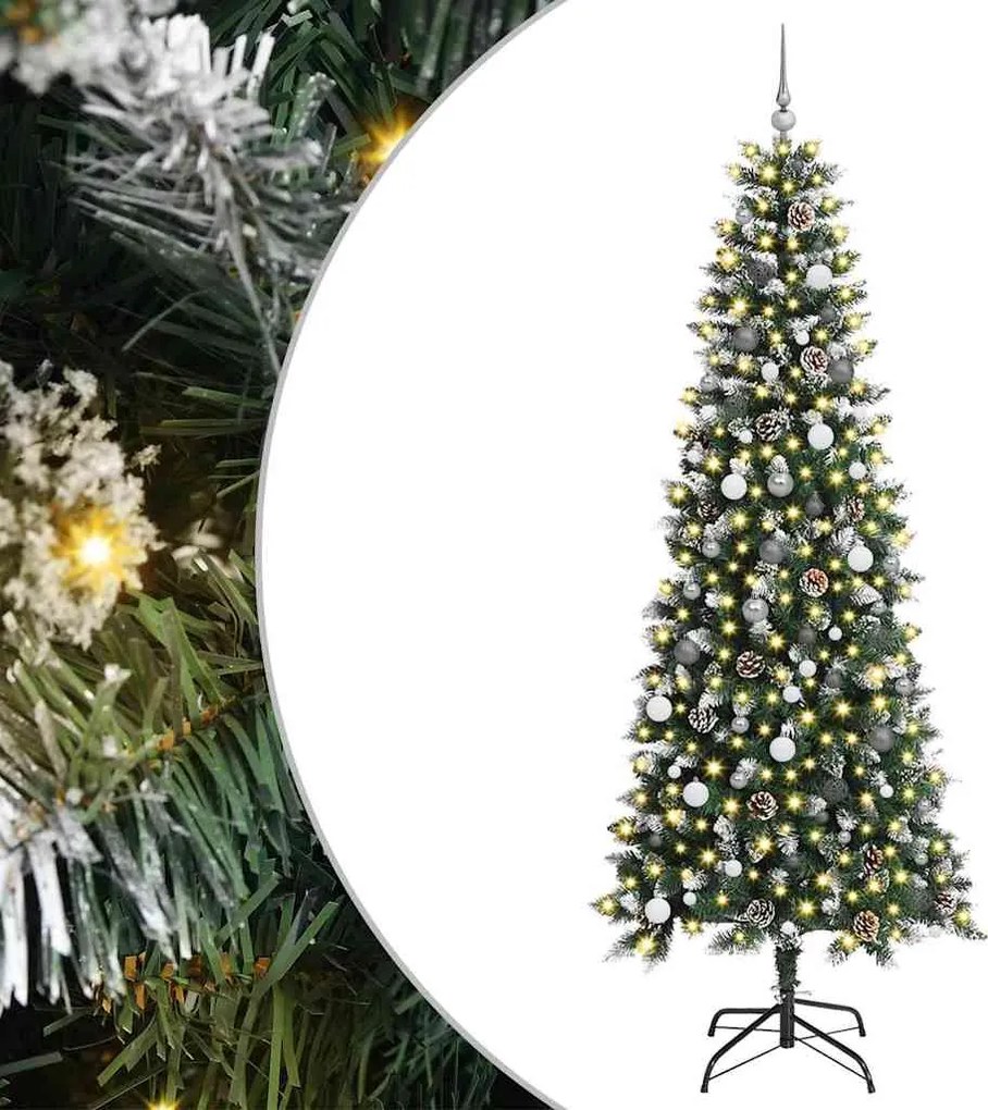 vidaXL Brad de Crăciun artificial Verde 240 cm PVC și Plastic și Oțel