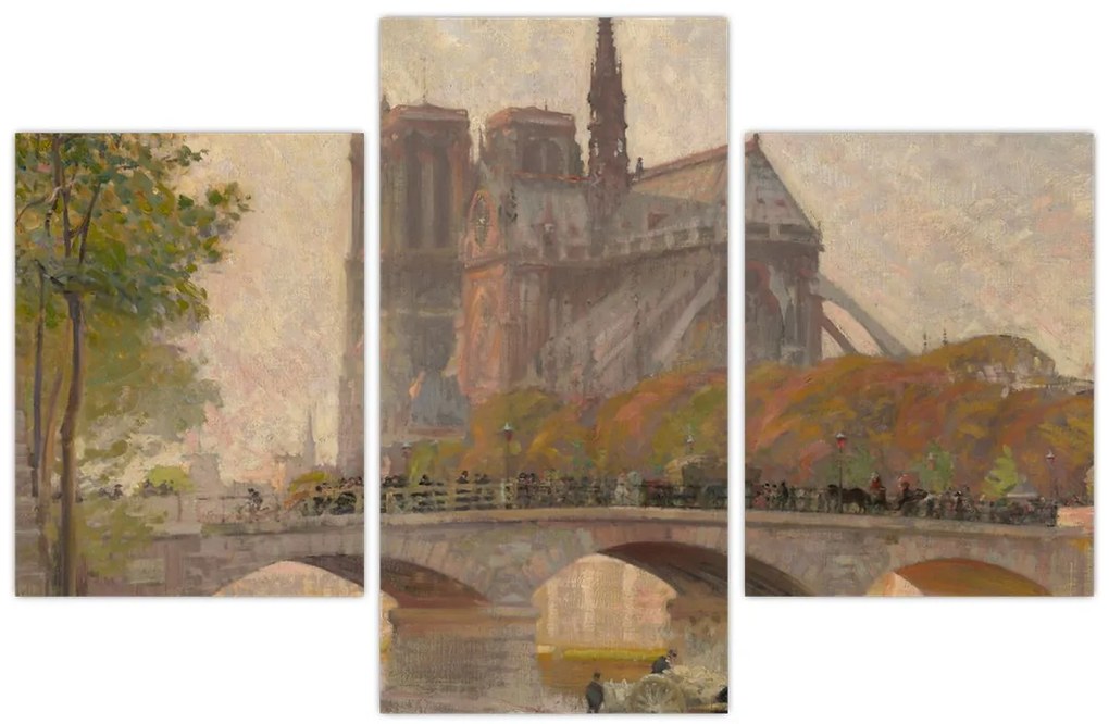 Tablou - Robert William Vonnoh, Notre Dame de Paris, reproducere (90x60 cm)