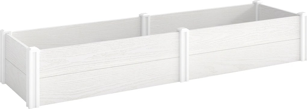 Outsunny Pat înălțat din plastic, modular, plantator cu montaj DIY, solariu 197 x 54 x 33 cm Alb | Aosom Romania