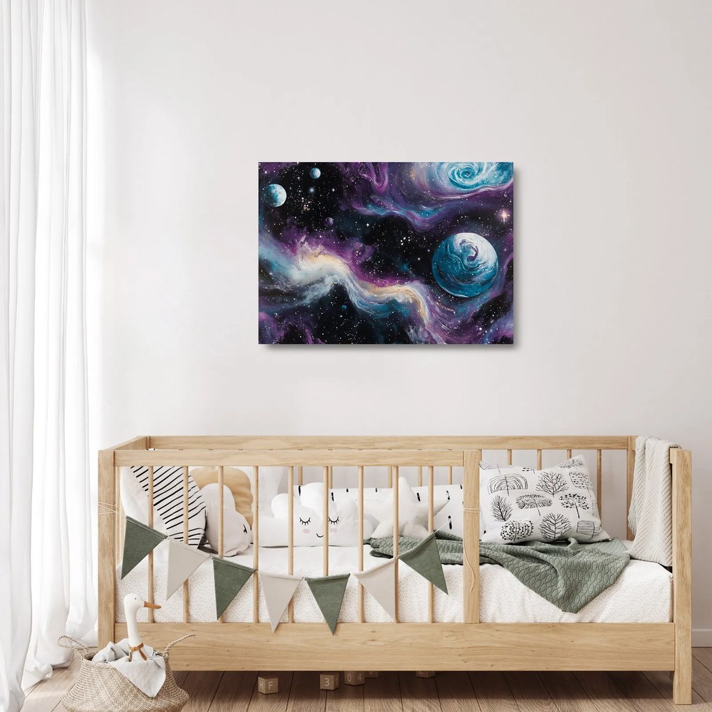 Tablou pe sticlă - Univers pictat (70x50 cm)