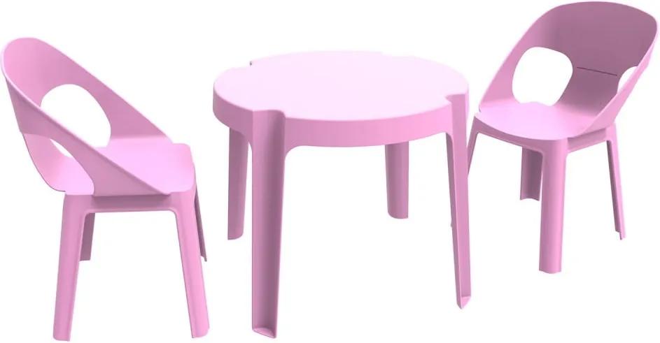 Set grădină pentru copii 1 masă și 2 scaune Resol Julieta, roz