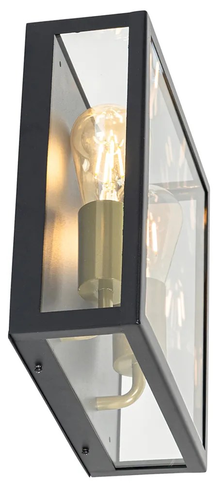 Lampă de perete exterioară neagră și alamă cu 2 lumini - Rotterdam