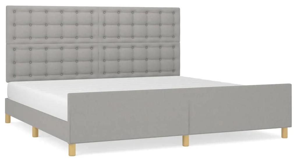 3125405 vidaXL Cadru de pat cu tăblie, gri deschis, 200x200 cm, textil