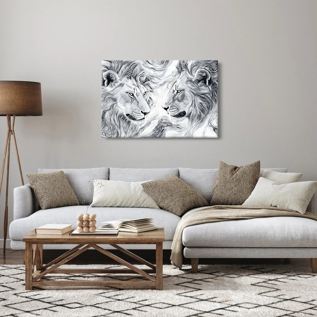Tablou - Capete de lei desenate (90x60 cm)