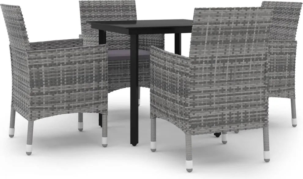 vidaXL Set mobilier de grădină cu perne 5 piese poliratan & sticlă