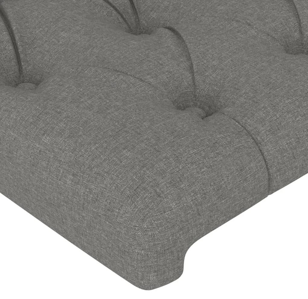 Cadru de pat cu tablie, gri inchis, 100x200 cm, textil Morke gra, 100 x 200 cm, Design cu nasturi