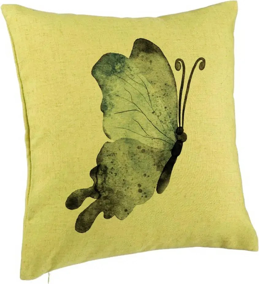 Perna Decorativa, Model Fluture 2, Blue and Black, 40x40 cm, Verde, Husa Detasabila, Perna Inclusa, BEKZ®