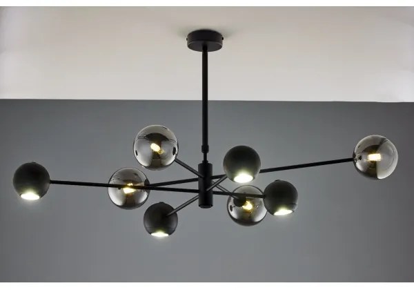 Lustră pe tijă Jupiter 1975 MOKA 4xGU10/10W/230V + 4xG9/10W/230V negru/crom