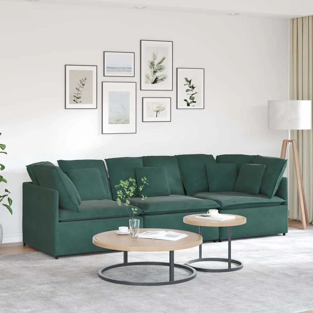 vidaXL Canapea modulară cu perne, verde închis, catifea