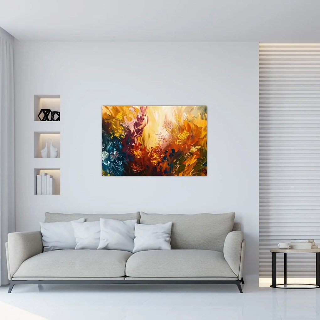 Tablou - pictură abstractă de flori (90x60 cm)