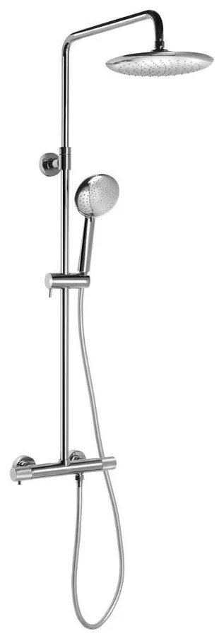 Set de duș argintiu lucios din alamă 131 cm cu robinet termostatic cu duș suspendat/cu duș de mână Solaris – Sapho