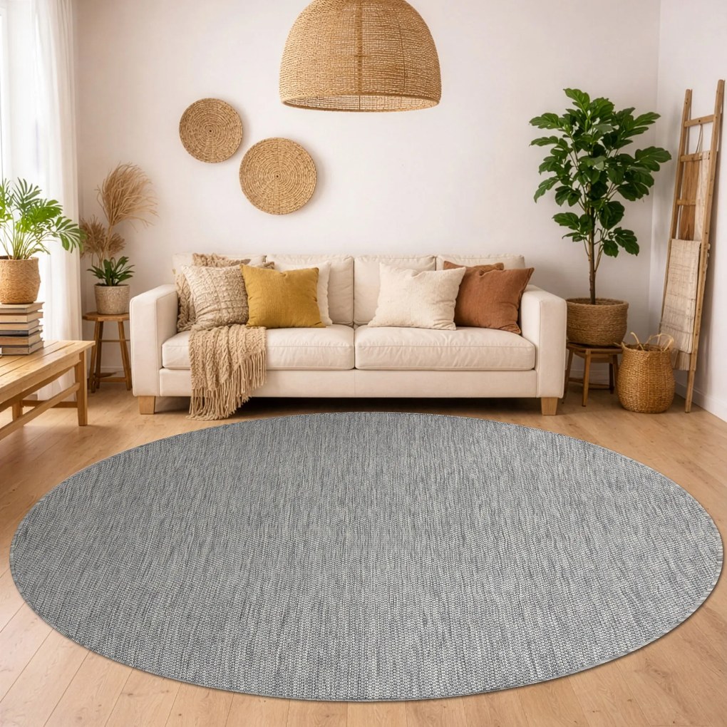 Covor SISAL SION cerc A5165A Melanj țesute plate gri