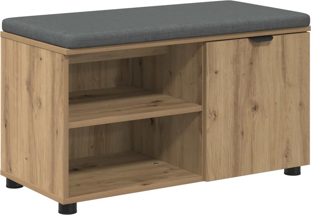 vidaXL Bancă pentru hol cu pernă Stejar Artizanal 80 x 38 x 46 cm