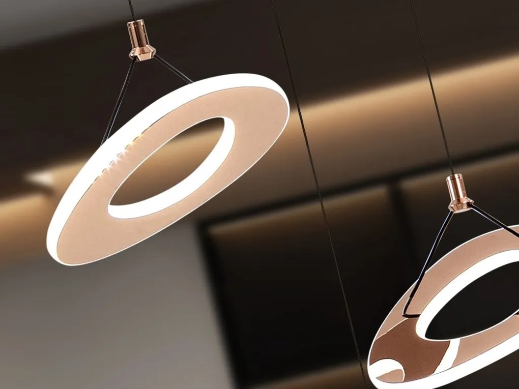 Lustra cu 3 Pendule LED auriu roze Mirena