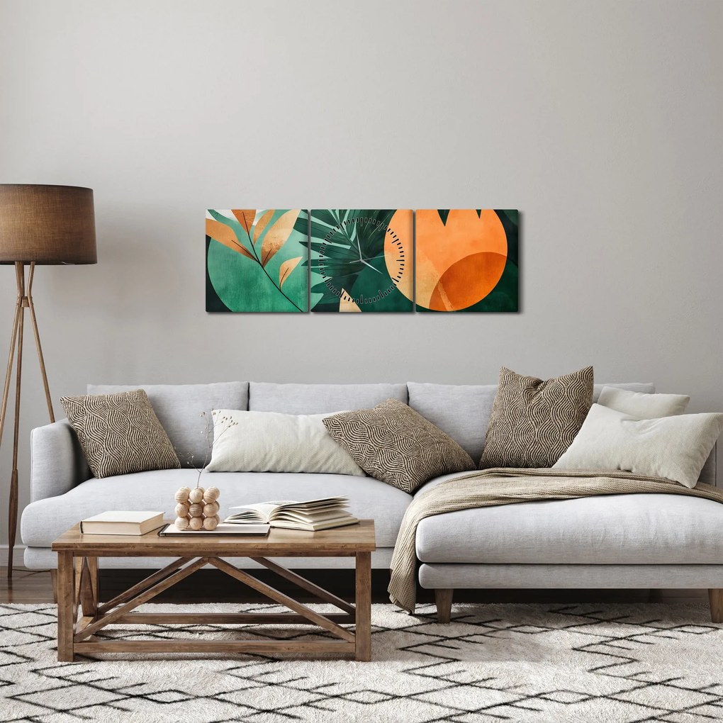 Tablou - Motive naturale geometrice (cu ceas) (90x30 cm)