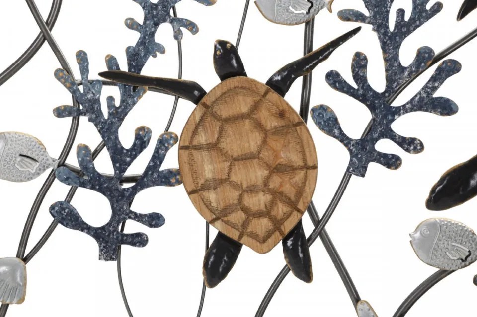 Decoratiune de perete multicolora din metal, 132 x 5,7 x 70 cm, Turtle Mauro Ferreti