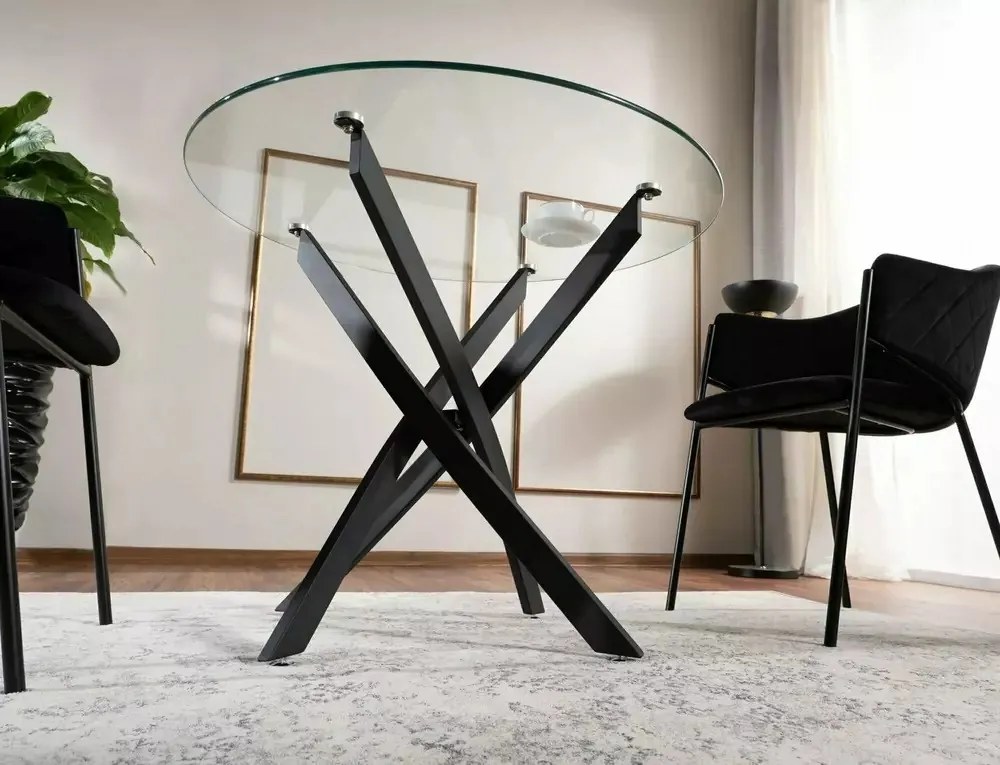 Masa rotunda Agis transparent/negru mat ø90/h72 cm