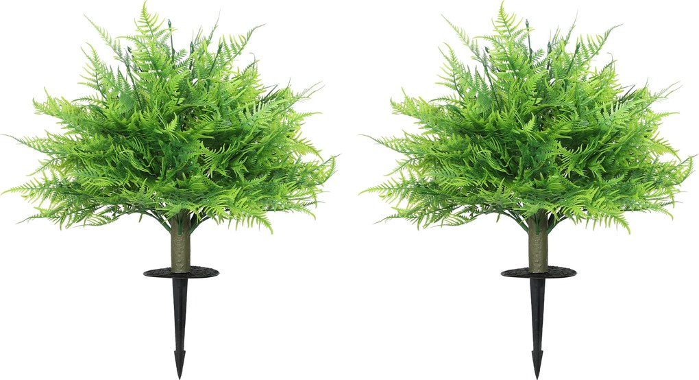 HOMCOM Tufe de ferigă Boston artificiale rezistente la UV, plante artificiale cu țăruși, set de 2, 60 cm pentru grădină, verandă | Aosom Romania
