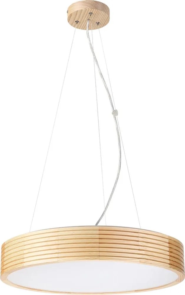 Lustră suspendată pe cablu NATURAL MODERN, 3xE27/15W/230V, Ø 47,5 cm, lemn de pin