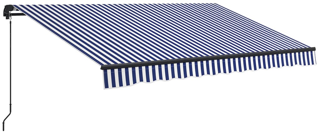 Outsunny Șuncă de soare Markiză Terasă, inclusiv Manivelă, rezistent la intemperii, 350 cm x 290 cm, Albastru + Alb | Aosom Romania