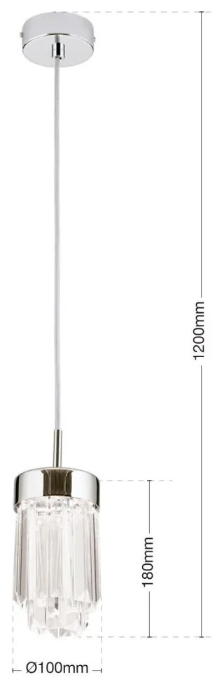 Pendul LED cu cristal K9 design elegant PRISM crom