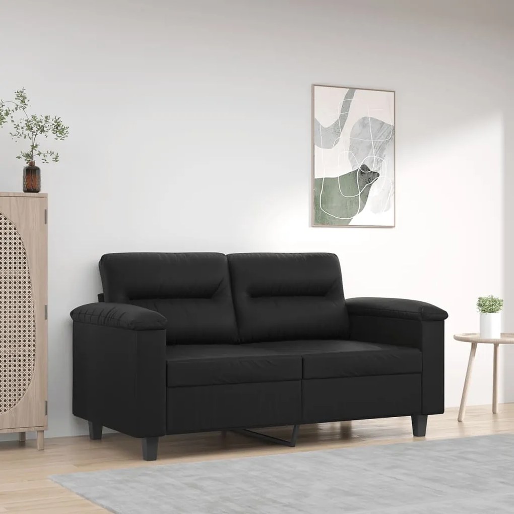 349245 vidaXL Canapea cu 2 locuri, negru, 120 cm, piele ecologică