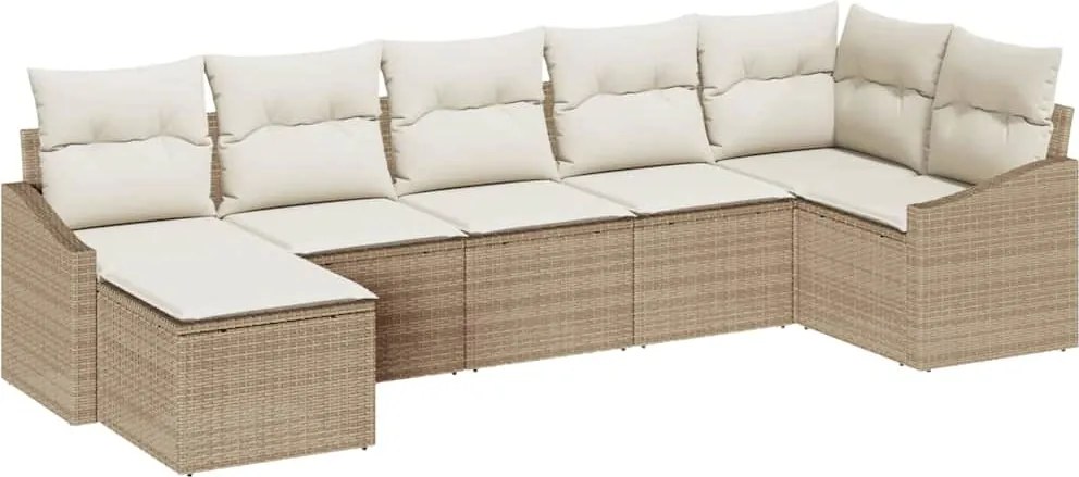vidaXL Set de canapea cu pernă 7 pcs Bej poliratan