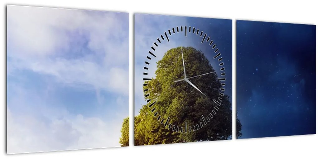 Tablou - Noapte și zi (cu ceas) (90x30 cm)