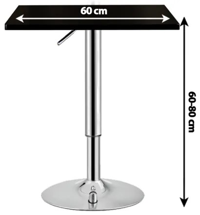 Masa de bar 2HOME Patrata, Negru, picior reglabil 60-80cm