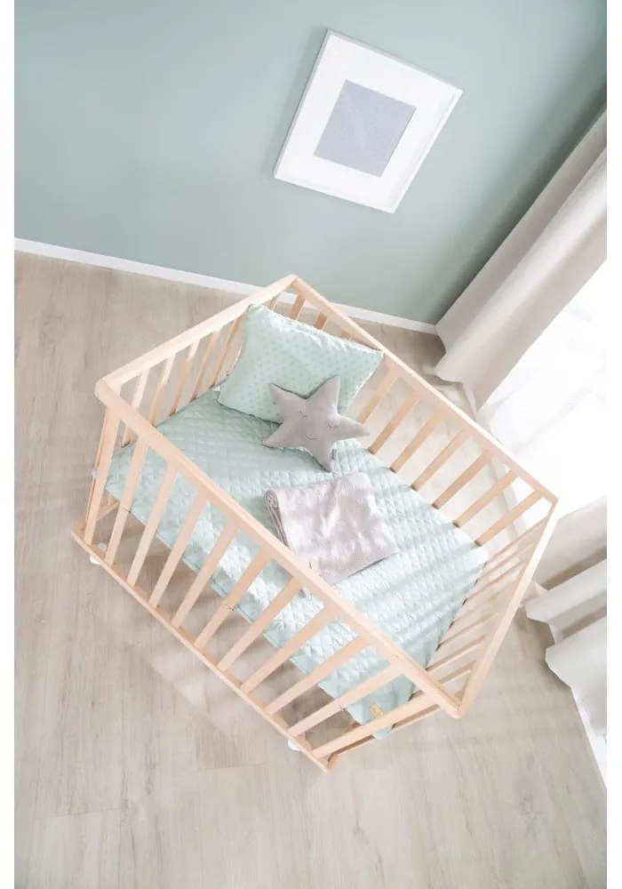 Țarc pentru copii în culoare naturală cu înălțime reglabilă/cu roți 75x100 cm Style – Roba