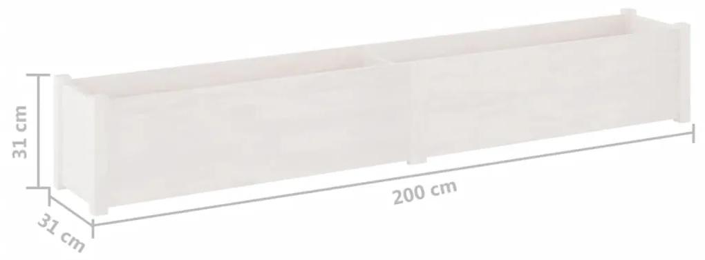 Jardiniera de gradina, alb, 200x31x31 cm, lemn masiv de pin Alb, 1, 1