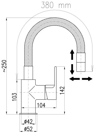 RAV Slezák CO119.0/16 - Baterie pentru chiuvetă COLORADO 25 cm, neagră