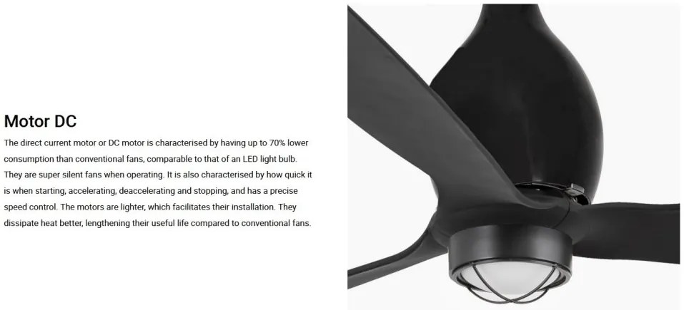 Lustra cu Ventilator si telecomanda MINI ETERFAN M LED negru mat