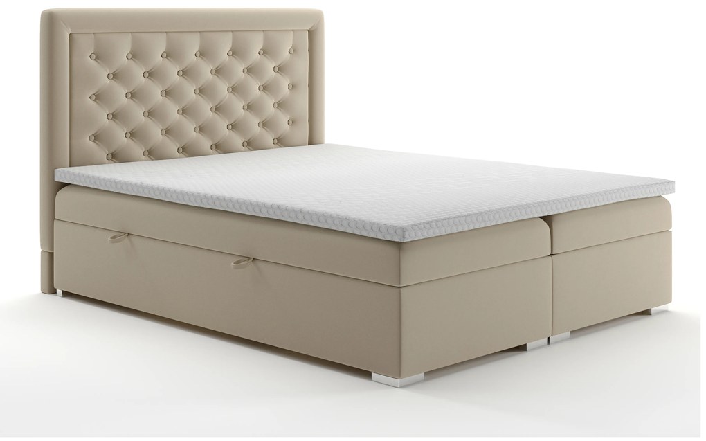 Pat matrimonial Boxspring 180 cm Gllamy (bej) (cu sp. depozitare). 1020295