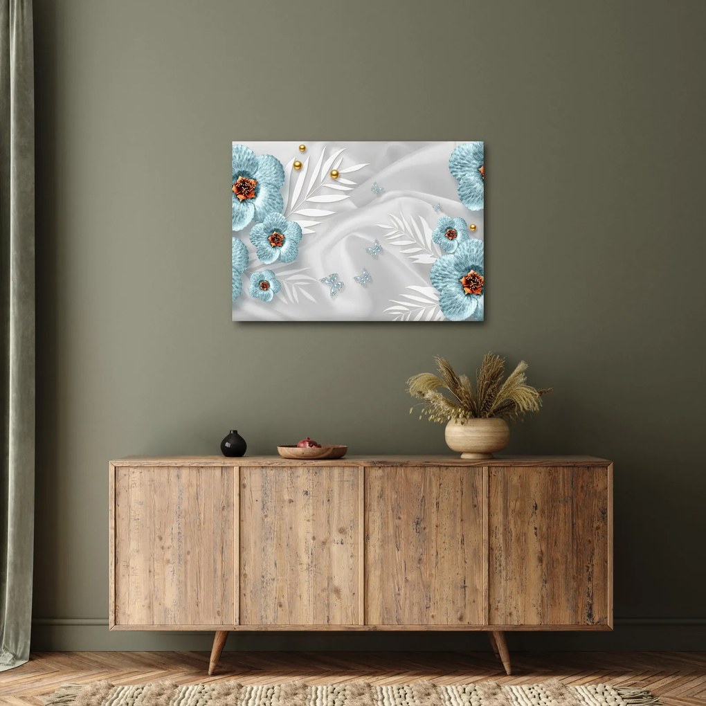 Tablou - 3D Flori albastre (70x50 cm)