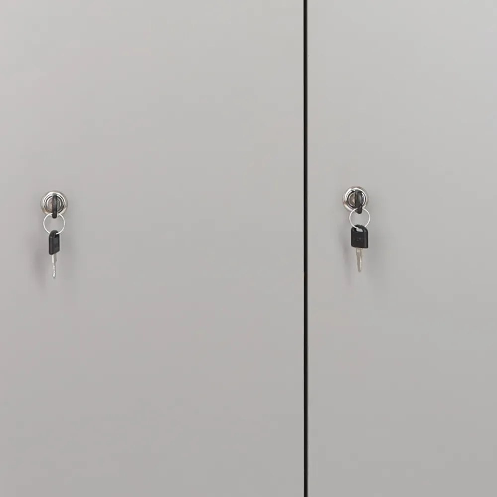Dulap din lemn Visio LUX - 6 cutii, 90 x 45 x 185 cm, incuietoare cilindrica, gri