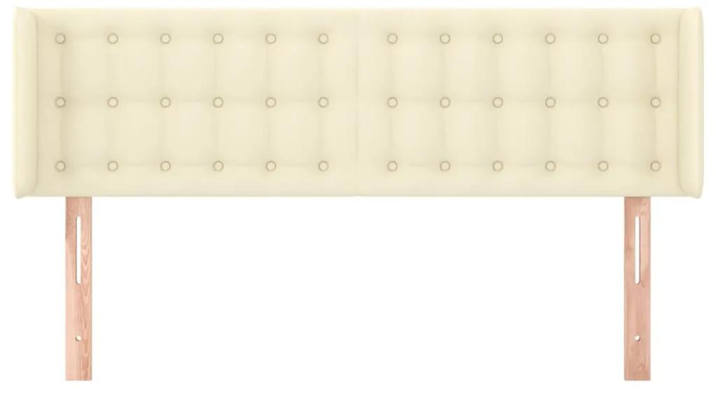Tablie de pat cu aripioare crem 147x16x78 88 cm piele ecologica 1, Crem, 147 x 16 x 78 88 cm