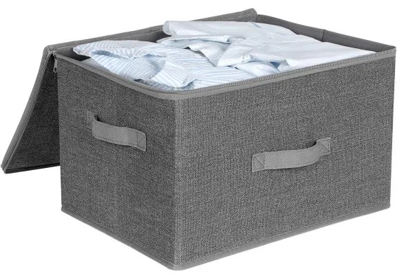 Cutii De Depozitare Cu Capace, Pliabile Cu Manere, Gri, 40 Cm